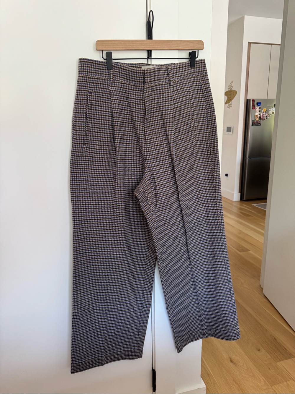 Everlane ReWool Wide Leg Wool Houndstooth Pants Size 14